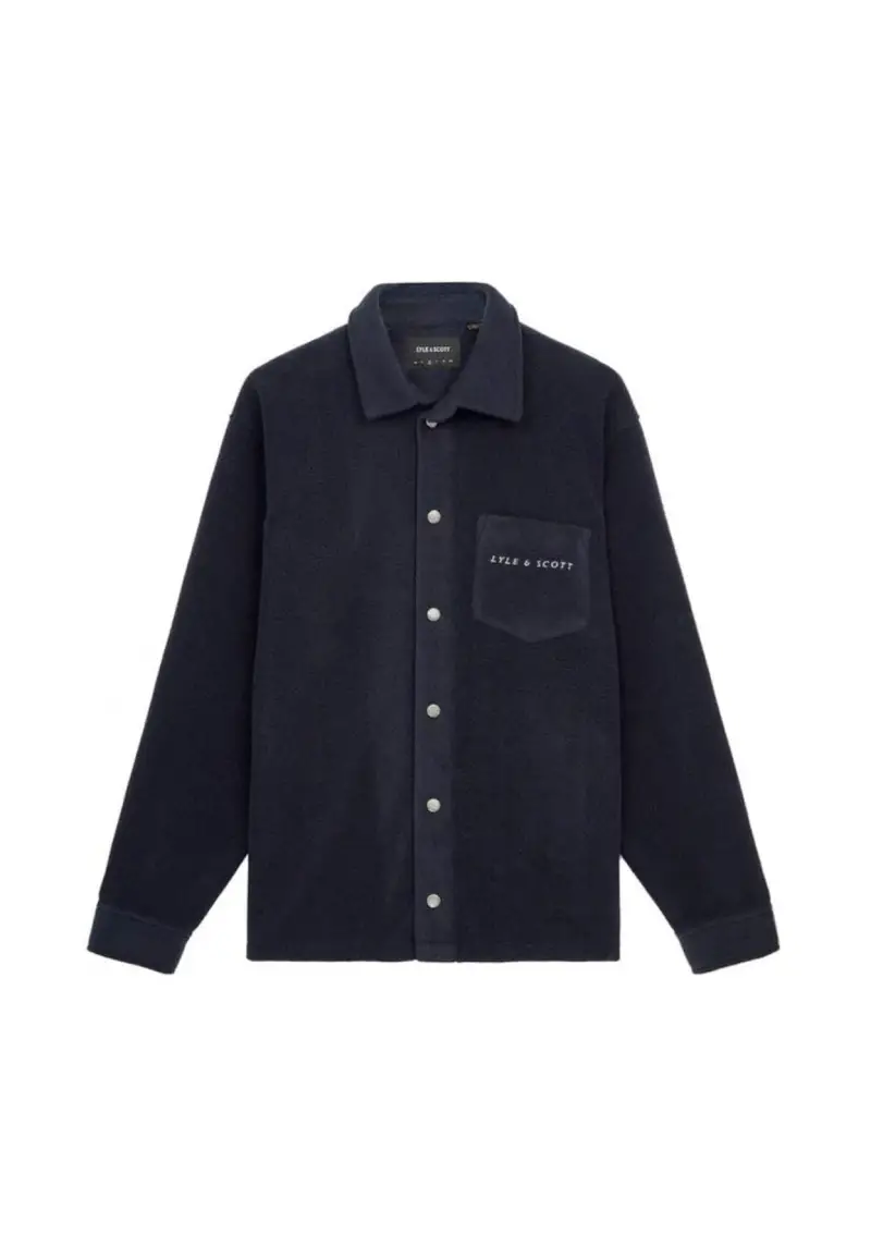 Embroidered Fleece Overshirt - S / Blu
