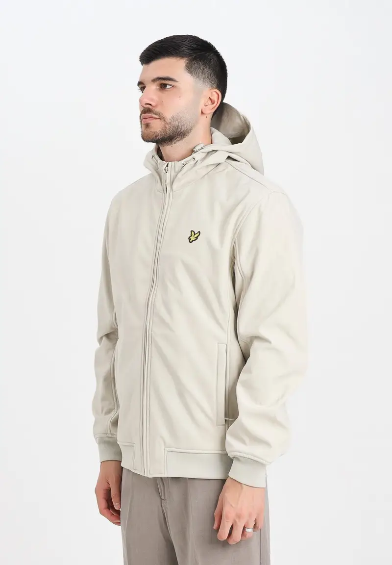 Giacca softshell foderata in pile beige da uomo