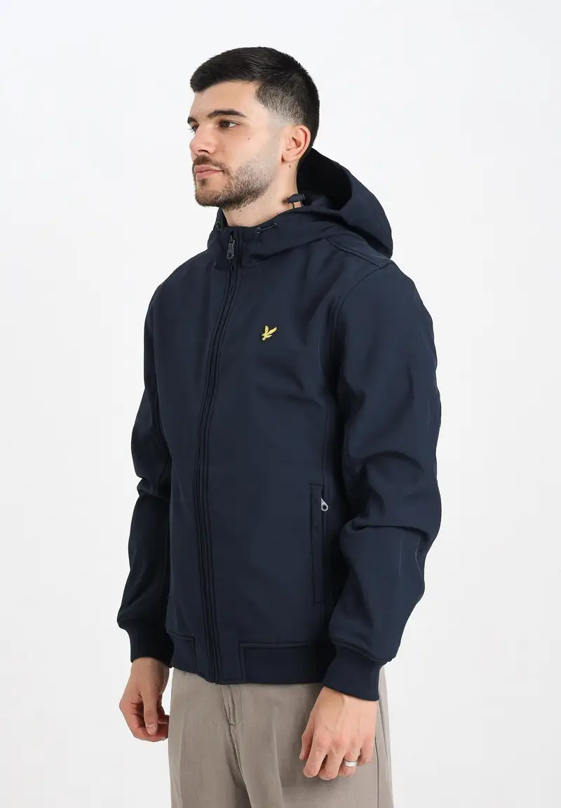 Giacca softshell foderata in pile blu da uomo