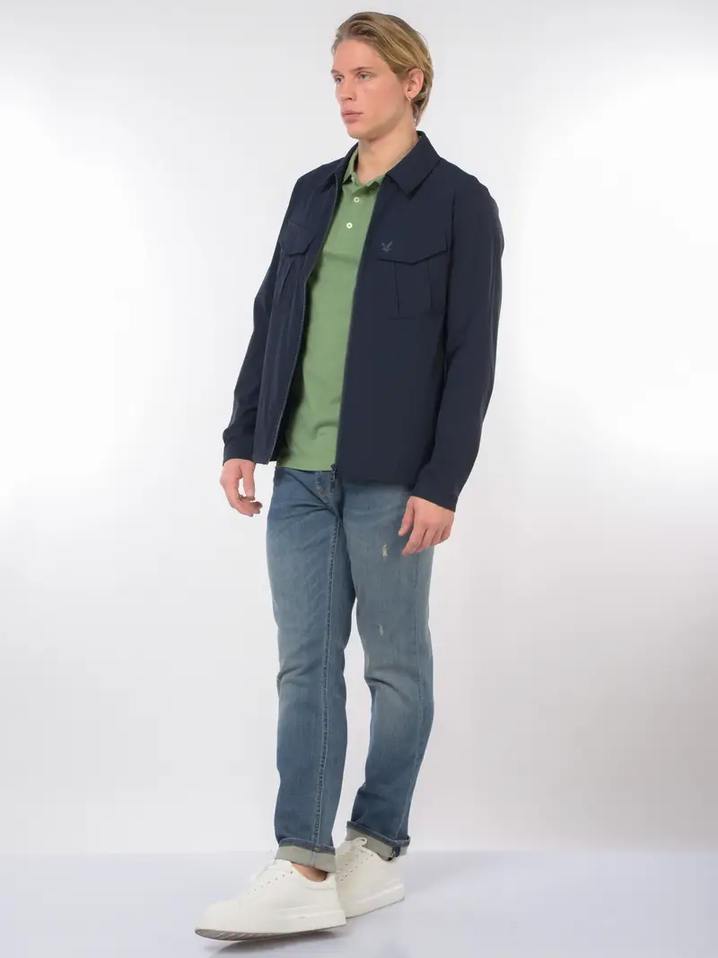 giubbino da uomo Lyle&Scott giacca camicia in nylon stretch Blu miniatura 2