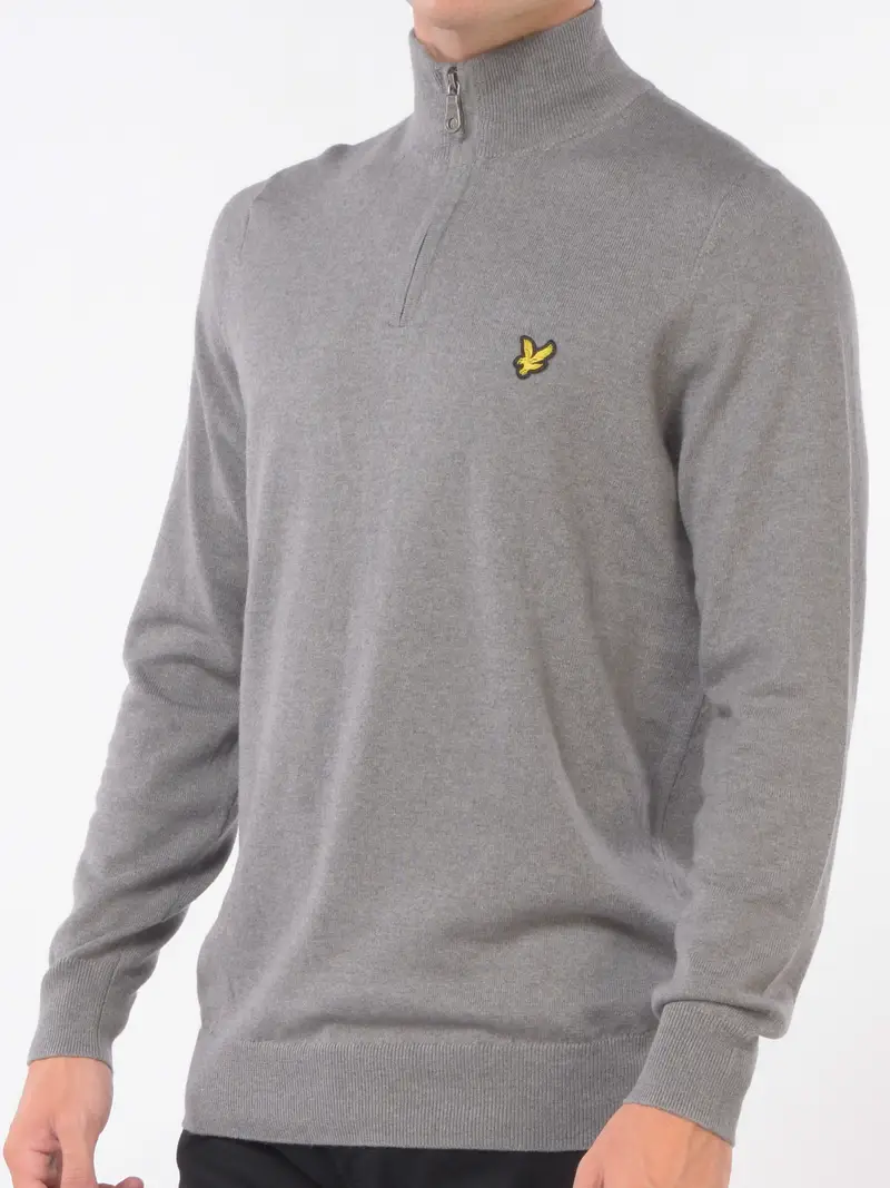 maglia da uomo Lyle&Scott mezza zip con logo Grigio