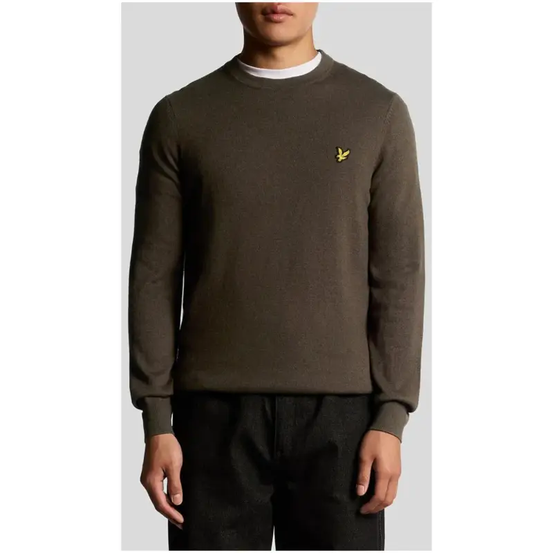 Maglia Uomo Lyle & Scott Girocollo Lana Merino e Cotone Nera - brown-1 / S