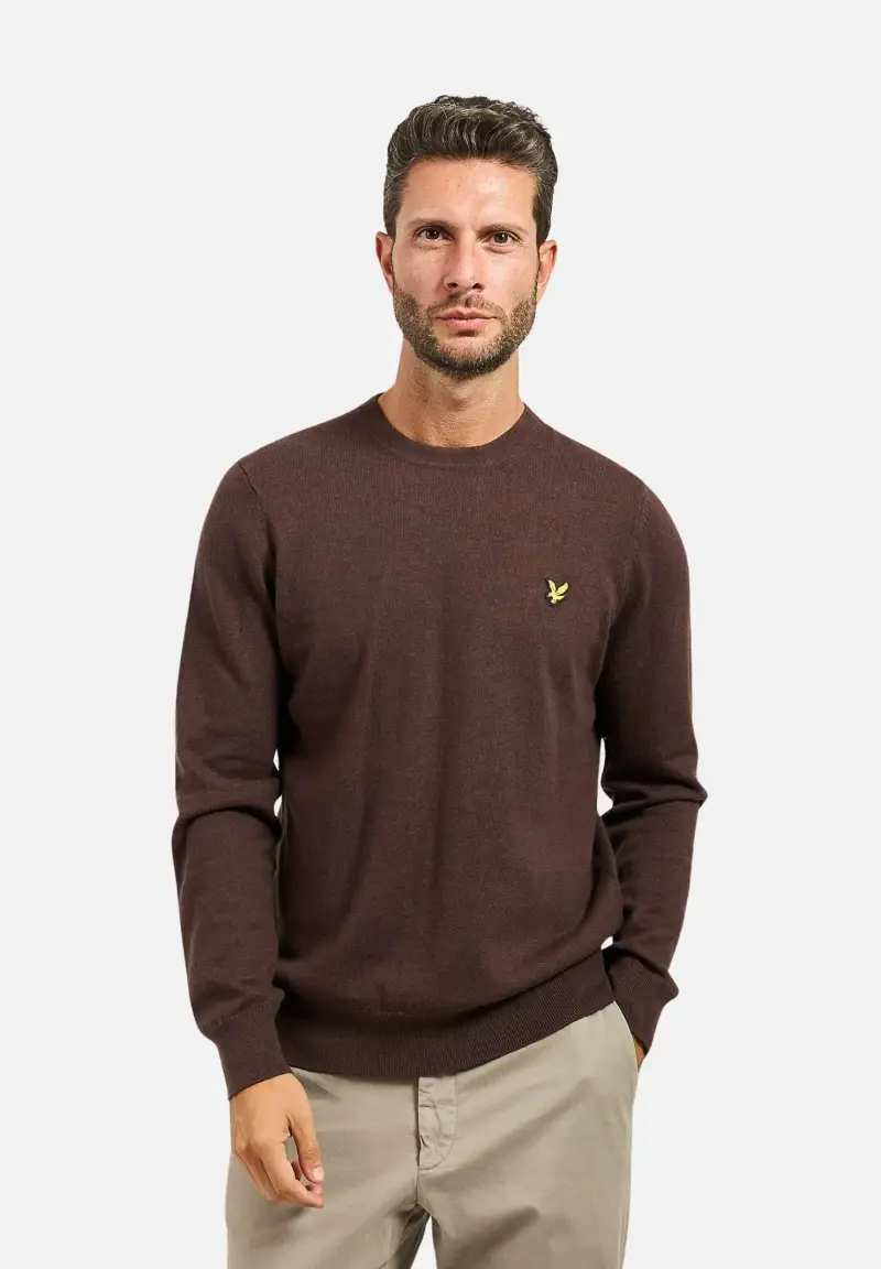 Maglioncino girocollo marrone da uomo