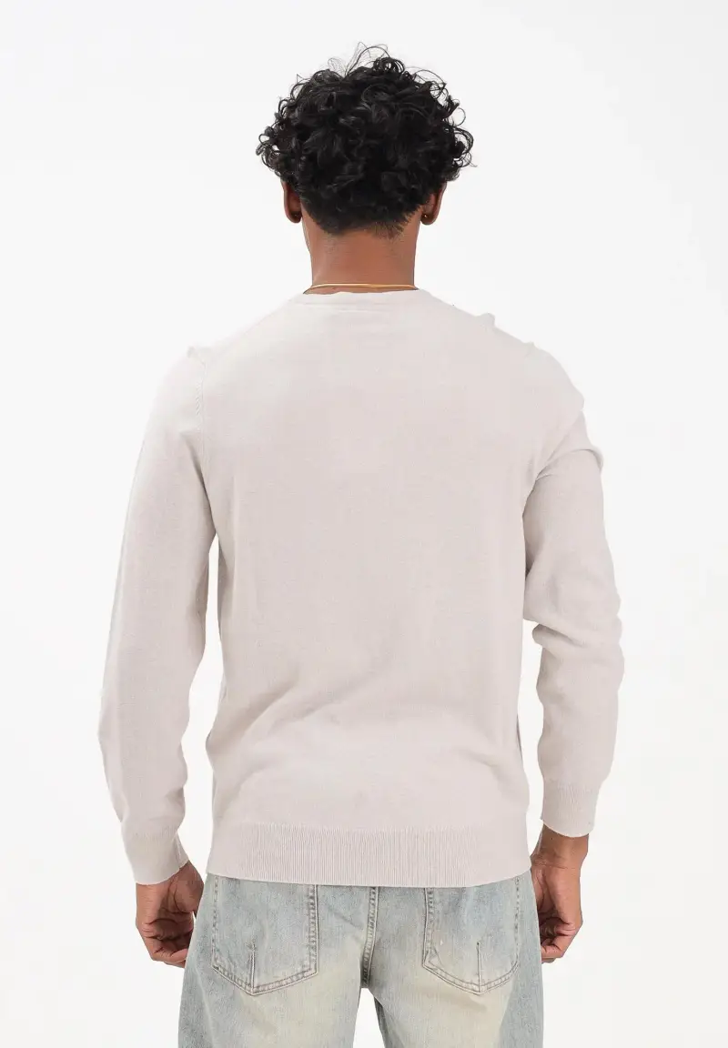 Maglioncino girocollo panna da uomo miniatura 3