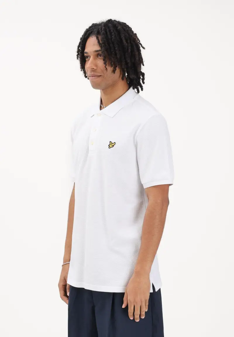 Polo a manica corta bianca da uomo realizzata in cotone piqué
