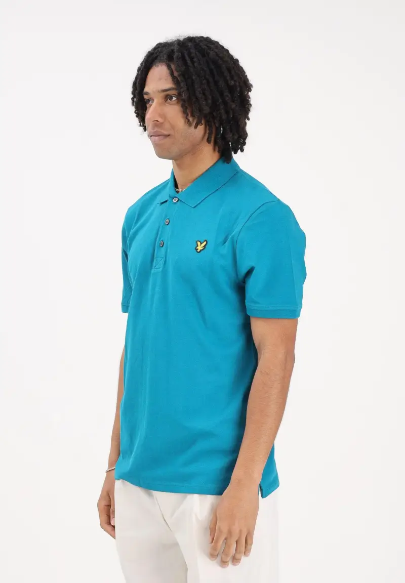 Polo a manica corta turchese da uomo