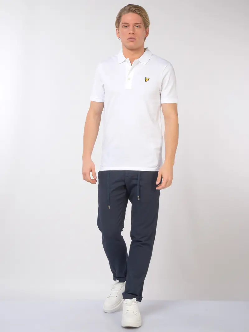 polo da uomo Lyle&Scott in piquet con logo Bianco miniatura 2