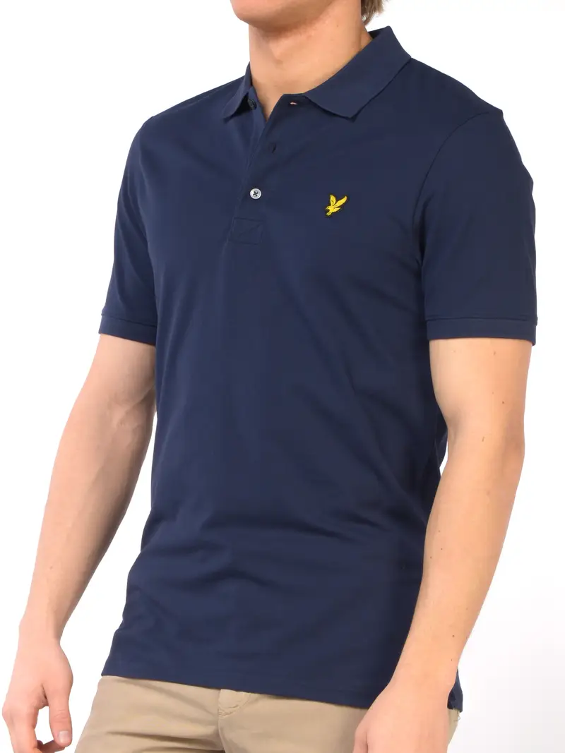 polo da uomo Lyle&Scott in piquet con logo Blu