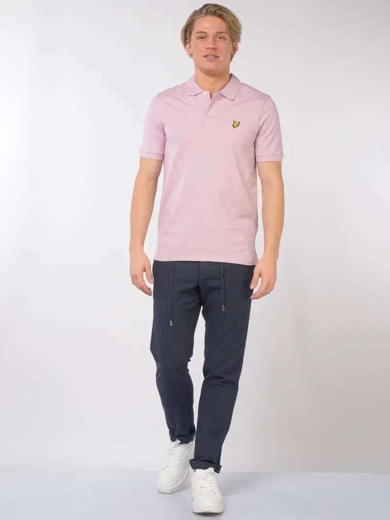 polo da uomo Lyle&Scott in piquet con logo Rosa miniatura 2