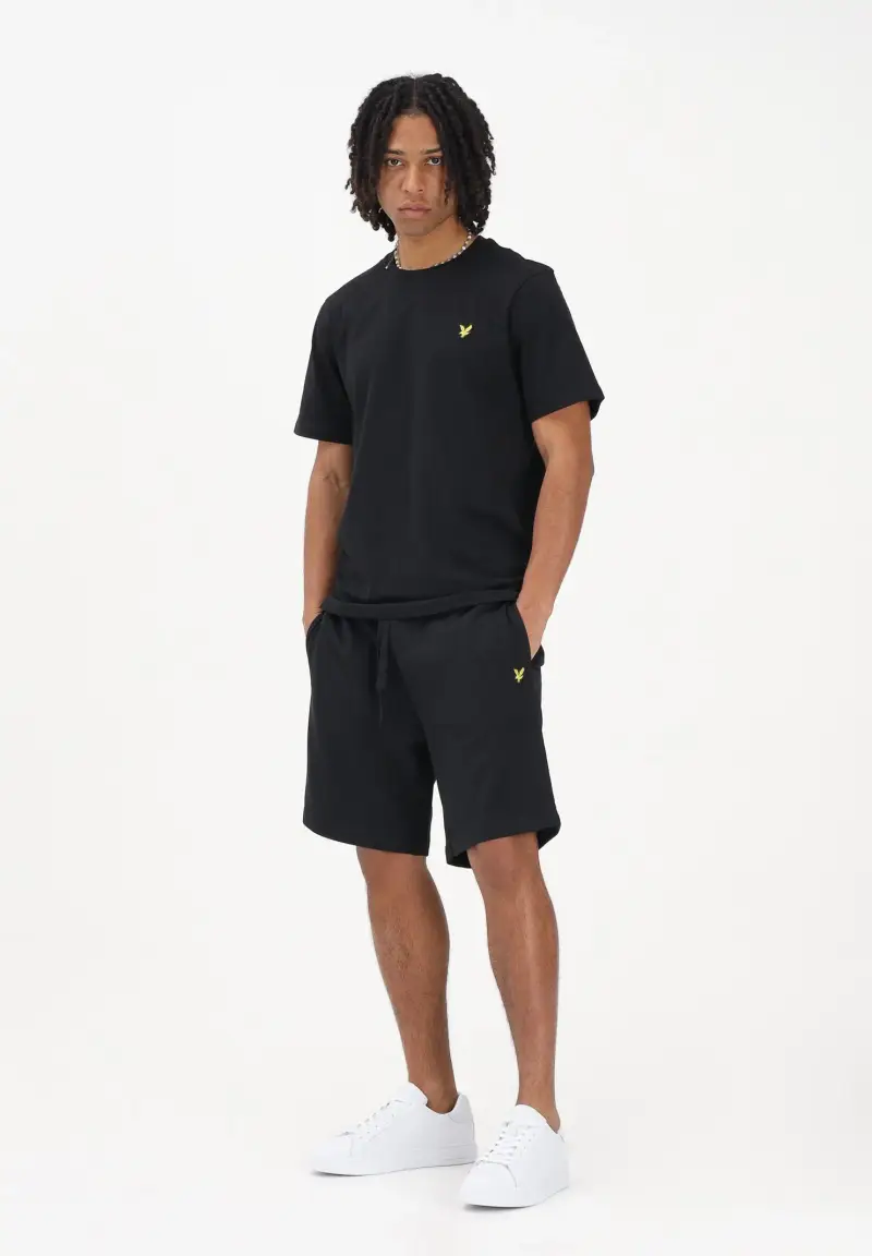 Shorts sportivo nero da uomo con patch logo golden eagle miniatura 2