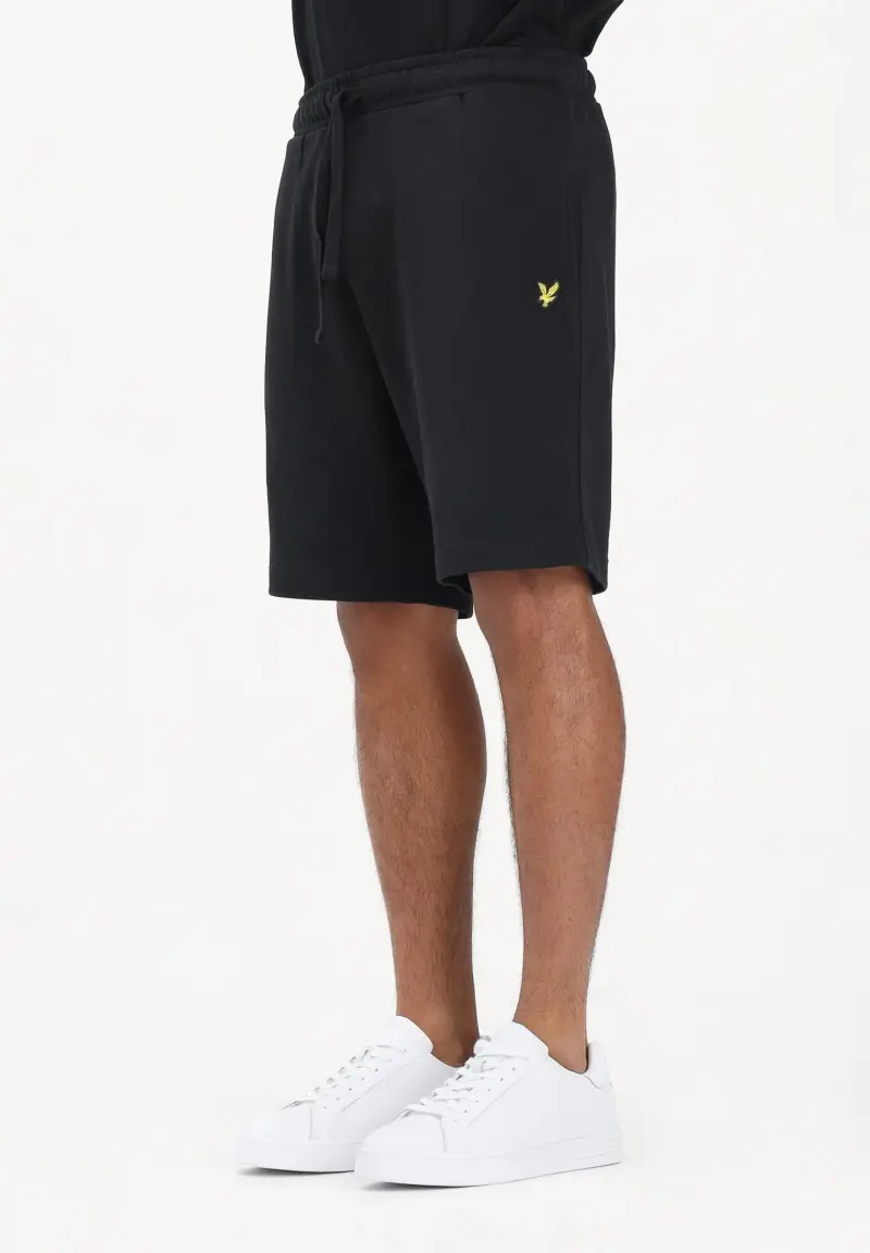 Shorts sportivo nero da uomo con patch logo golden eagle