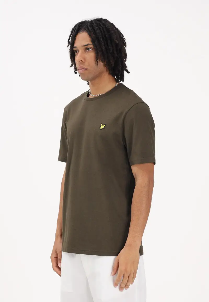 T-shirt a manica corta verde oliva da uomo con patch logo