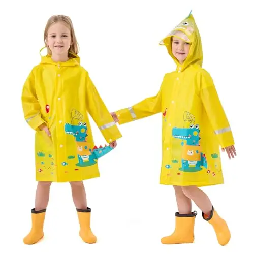 Lymaha Impermeabile per Bambino, Mantella Antipioggia con Cappuccio Cartone Animato 3D Antipioggia Impermeabile Bambina