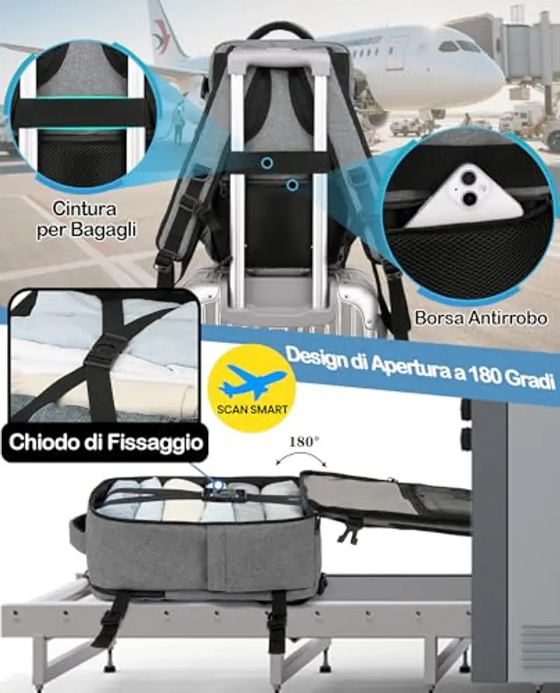 LYNXCHER Zaino da viaggio Donna Grigio 2151936 miniatura 3