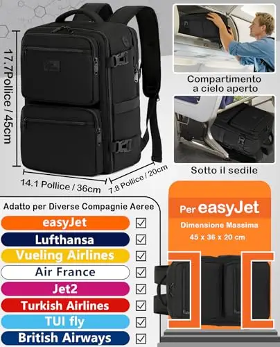 LYNXCHER Zaino da viaggio Donna Nero 3081835 miniatura 2