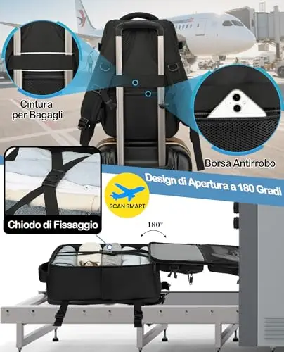 LYNXCHER Zaino da viaggio Donna Nero 3081835 miniatura 3