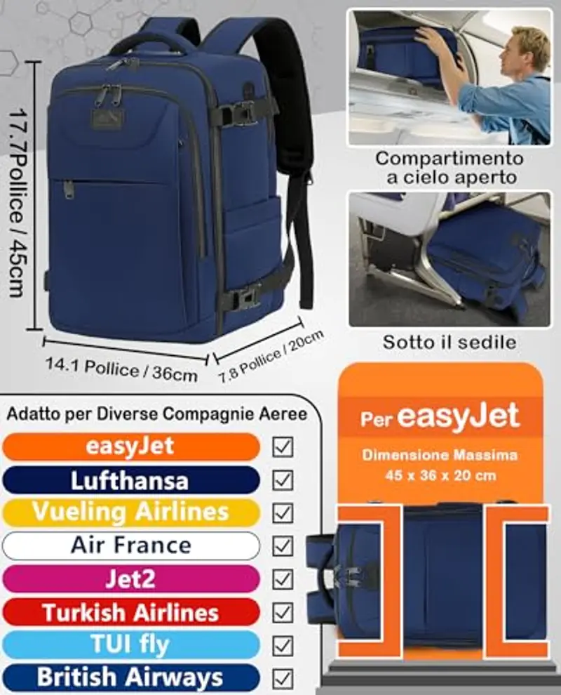 LYNXCHER Zaino da viaggio Uomo Blu 1918383 miniatura 2