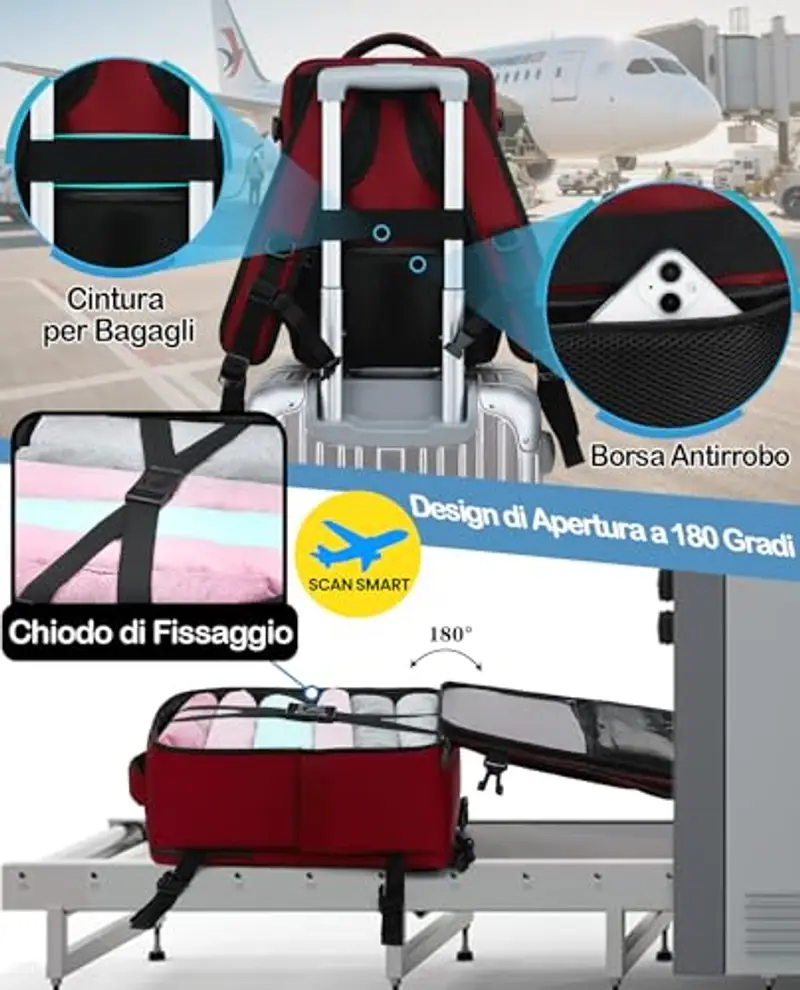 LYNXCHER Zaino da viaggio Uomo Rosso 1918404 miniatura 3