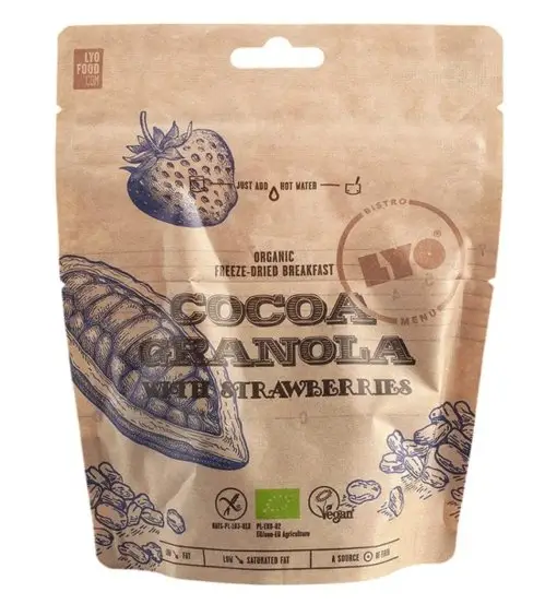 Cocoa Granola With Strawberries - cibo per il trekking Brown