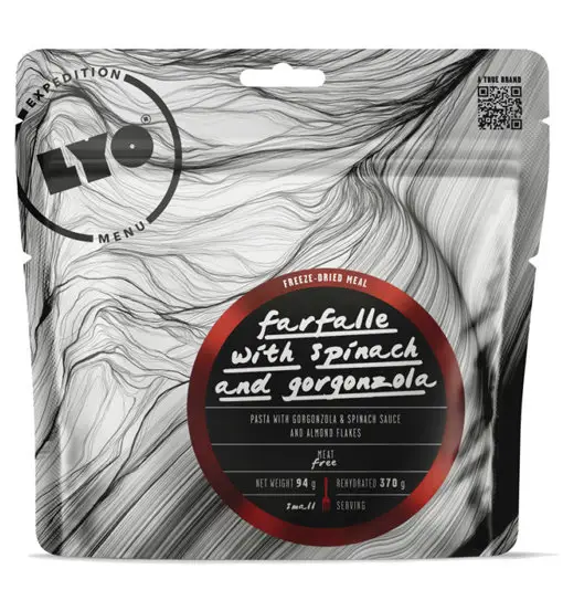 Farfalle With Gorgonzola & Spinach Sauce - cibo per il trekking Green