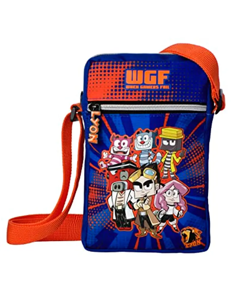 LYON GAMER - Tracolla Regolabile con Chiusura Zip, ideale Per il Tempo Libero, Tasca Frontale con Zip, Blu, cm 13,5x21hx3,5