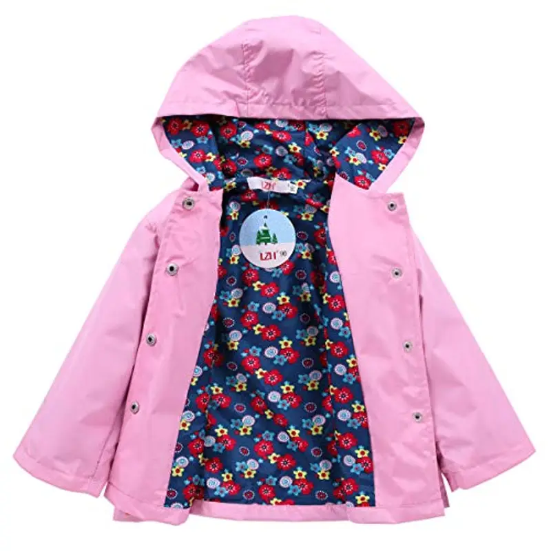 LZH Bambino Impermeabile Ragazza Pioggia Giacca con Cappuccio + Pantaloni Set, Pink, 1-2 anni ?90 miniatura 3