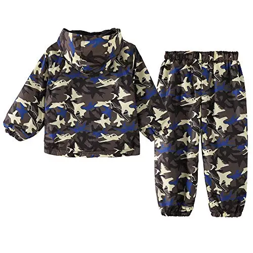 LZH Ragazzi Ragazze Impermeabile, Giacca Impermeabile con Cappuccio Cappotto Pantaloni Completi 2 PZ 3 miniatura 2