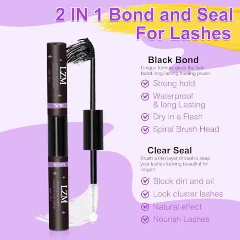 LZM Colla Ciglia Finte Ciuffetti - Tenuta Forte 2in1 A Lunga Durata Colla Per Ciglia Finte Facile Da Usare Lash miniatura 2