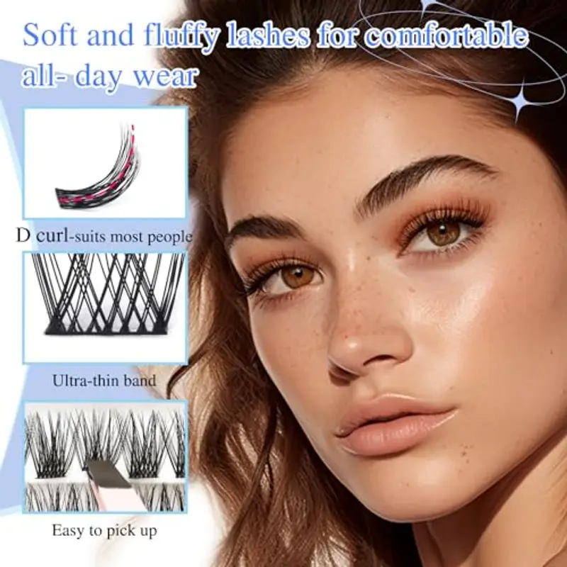 LZM Kit Extension Ciglia 168pcs Ciglia Finte Ciuffetti D Curl 8-16mm Ciglia Finte Naturali Con Lash Bond and Seal Banda miniatura 3