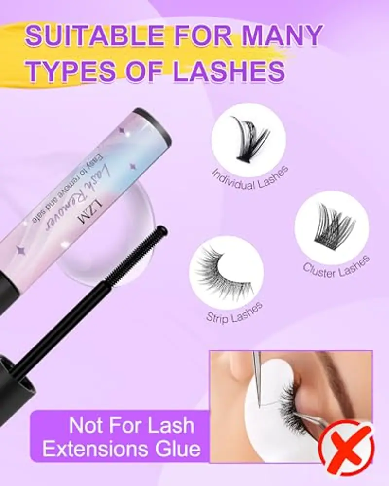 LZM Rimuovi Colla per Ciglia Cluster - 5ml/0.17 fl.oz Ipoallergenica Solvente per rimuovere il colla per ciglia a miniatura 2