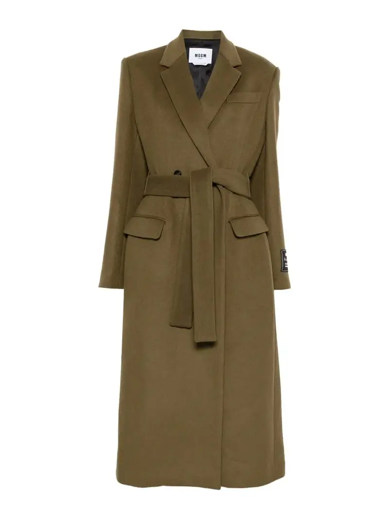 Cappotto Doppiopetto Con Cintura Verde