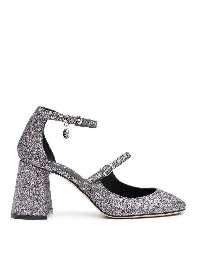 Decollete glitter da 90 mm con logo Argento