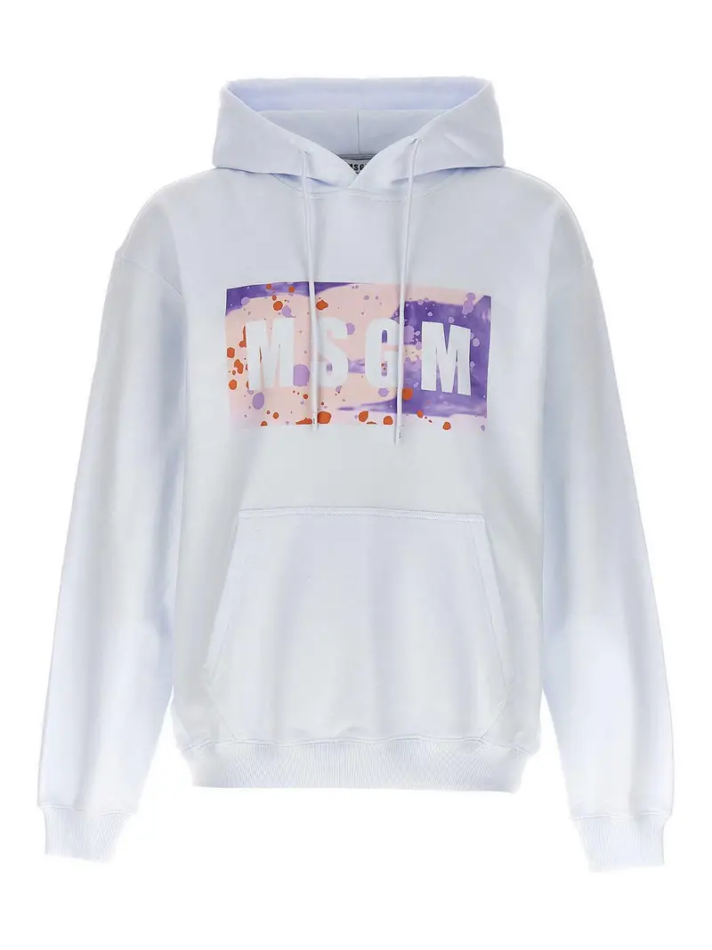 . Felpa con cappuccio in cotone Camo Season Bianco