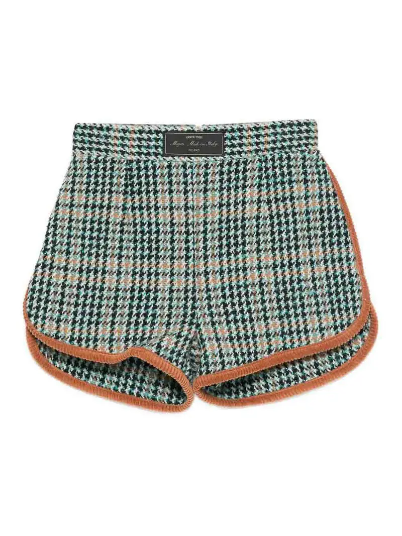 Shorts Con Fantasia Pied De Poule Verde