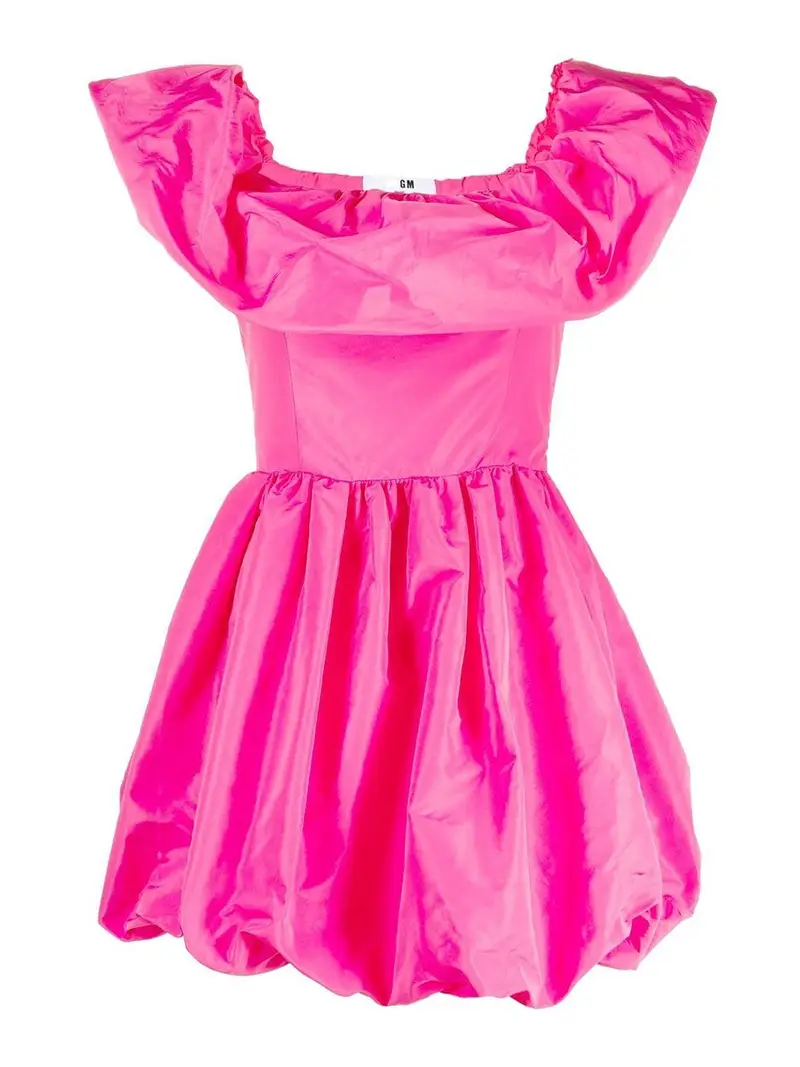 . Mini abito a palloncino increspato Rosa