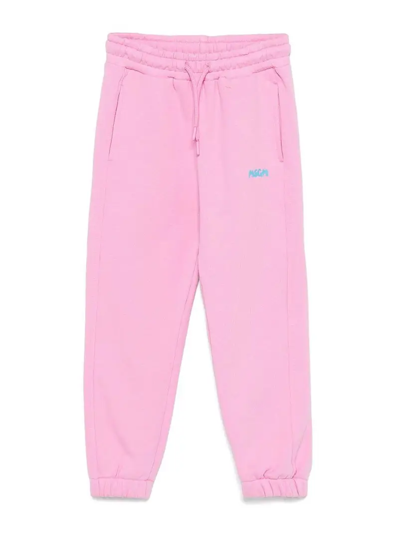 . Panali della tuta rosa con logo di MSGM Kids Metallico