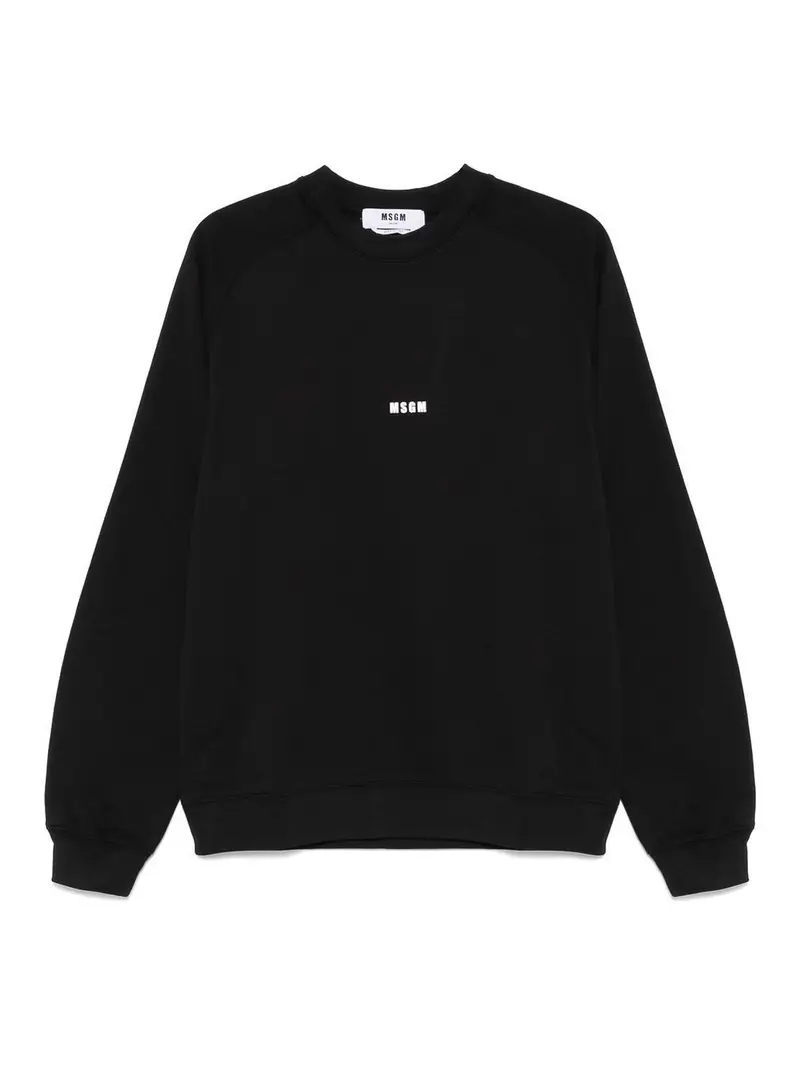 T-shirt in cotone con logo stampato frontale Nero