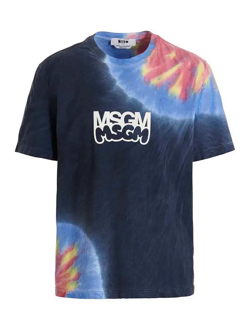 . T-shirt tie dye con stampa logo Multicolore