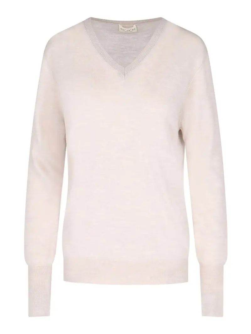 Maglia In Lana Vergine Seta E Cashmere Beige