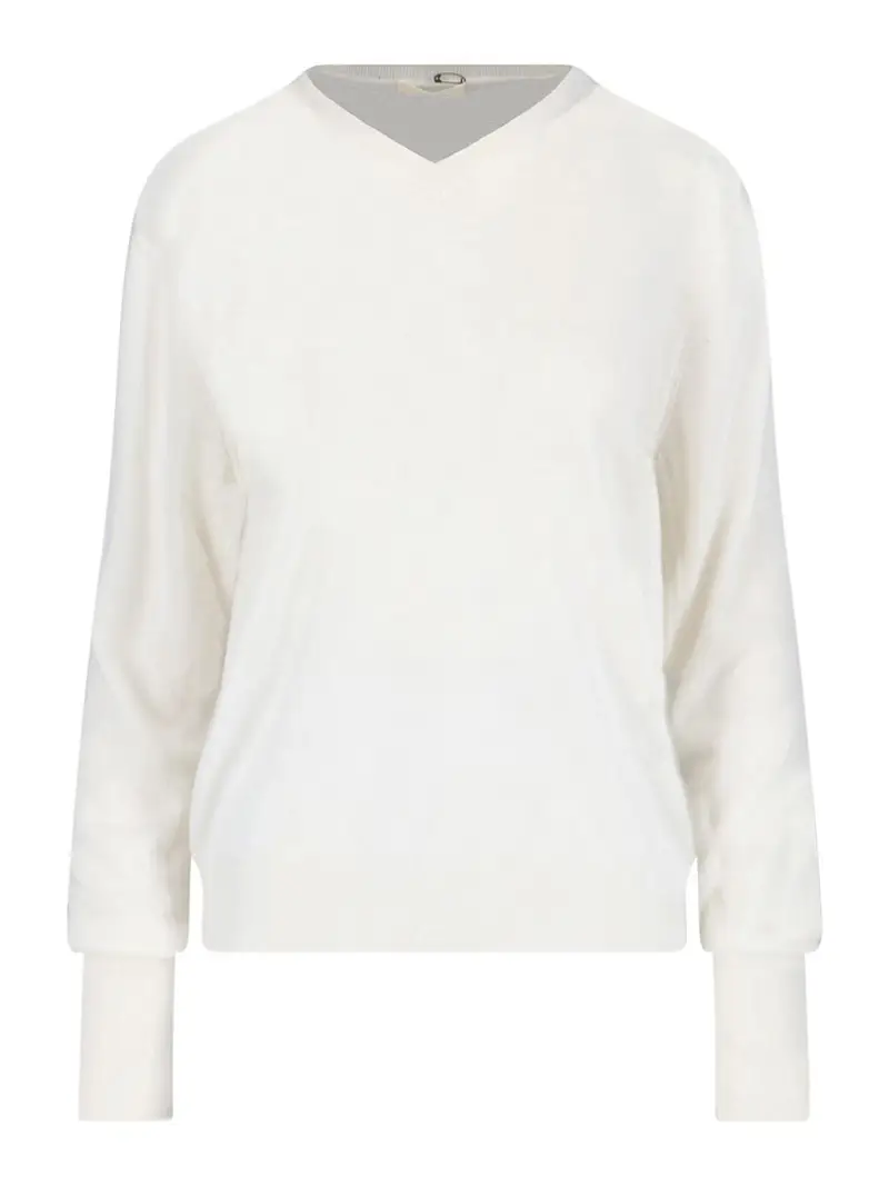 Maglia In Misto Lana Vergine E Seta Bianco