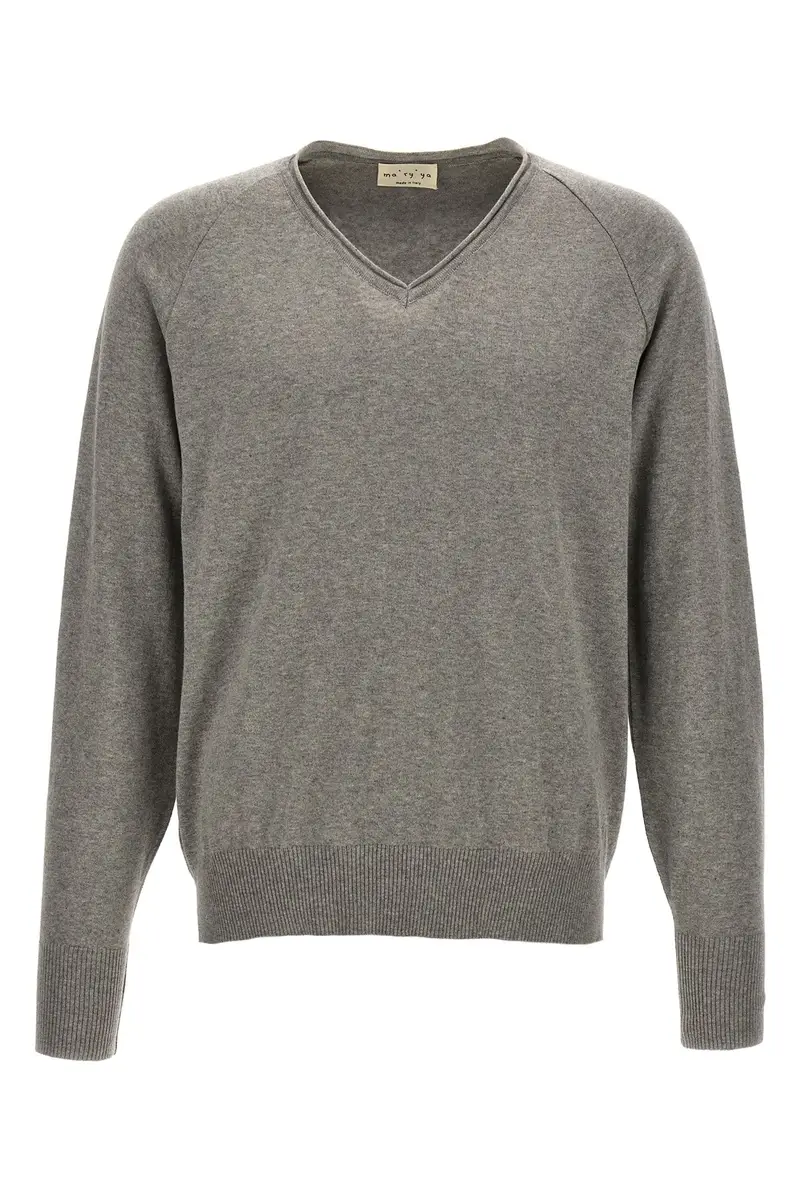 Maglia Scollo A V Grigio