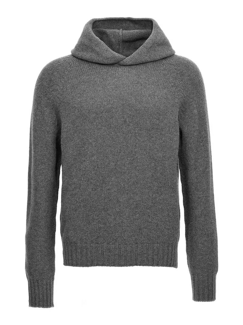 Maglione con cappuccio in lana Grigio