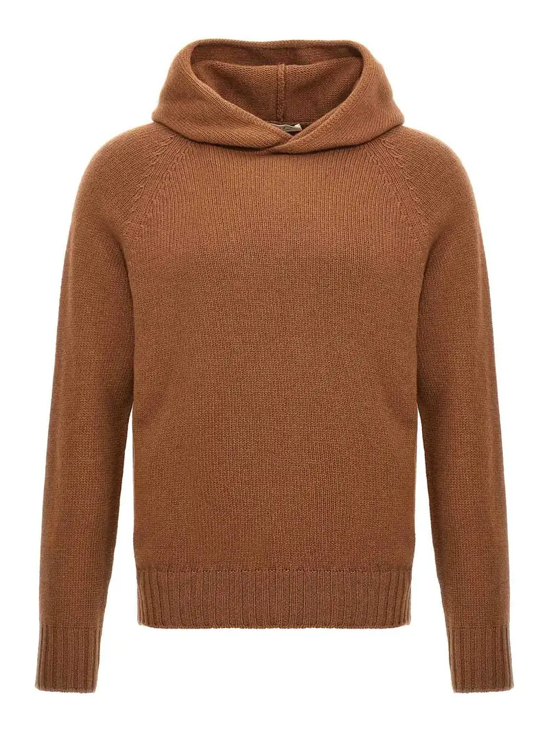 Maglione con cappuccio in lana Marrone