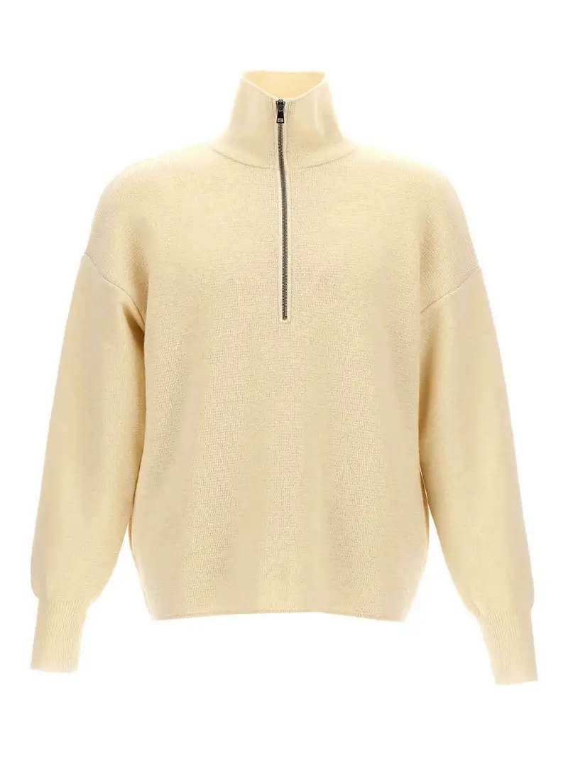 Maglione con mezza zip Bianco