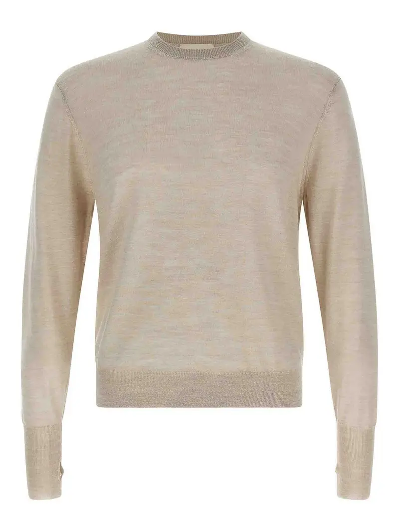 Maglione In Lana E Seta Beige