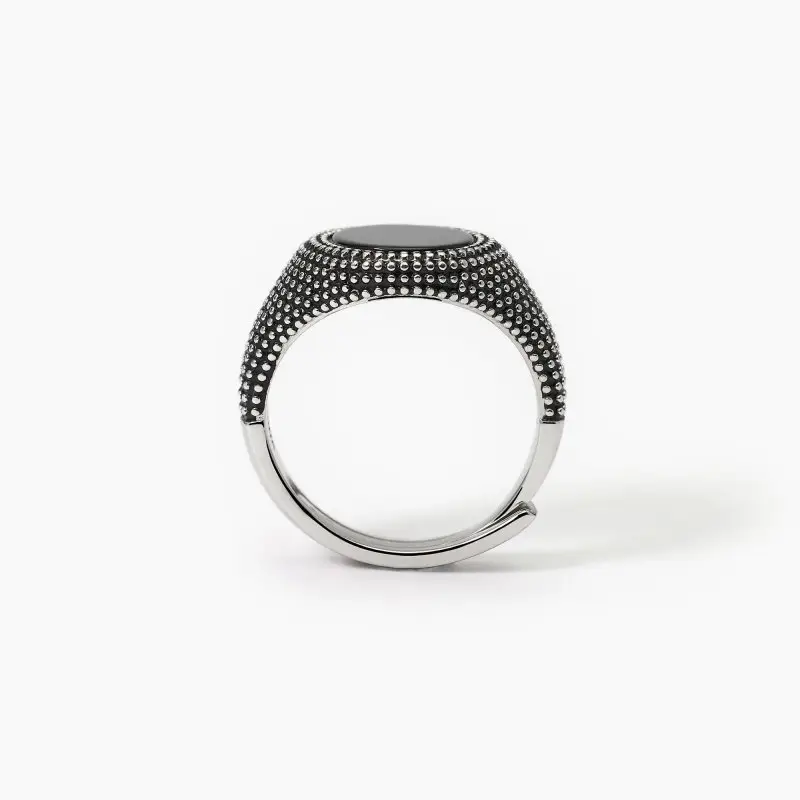 Anello Chevalier Con Agata Nera Mascalzone - Mabina miniatura 2