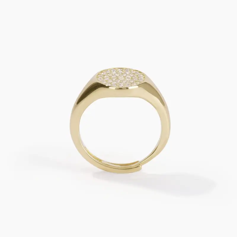 Anello Chevalier Regolabile Dorato Con Pavé Chevalier - Mabina miniatura 2