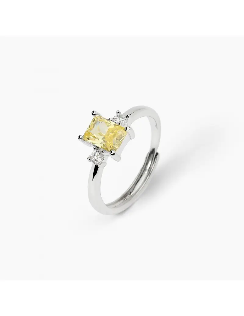 Anello regolabile MABINA Battito 523363 in argento con cristallo lemon taglio princess