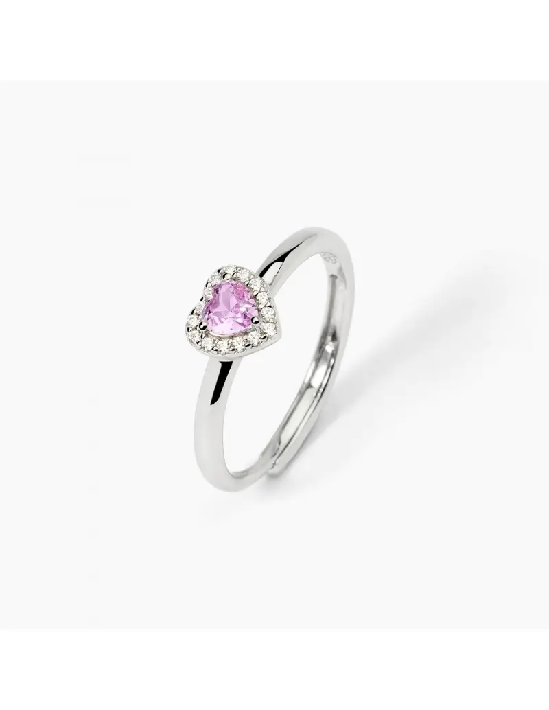 Anello regolabile MABINA Love Affair 523383 in argento tormalina sintetica taglio cuore e cristalli