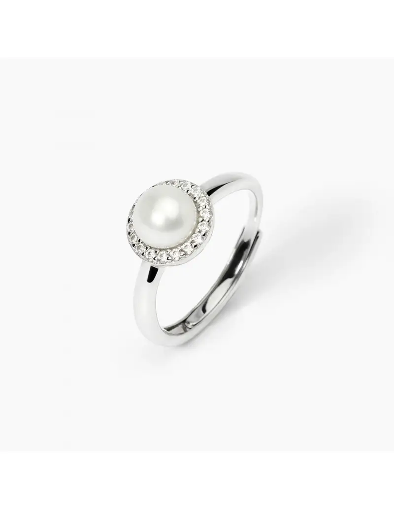 Anello regolabile MABINA Milanesienne 523400 in argento con perla coltivata e cristalli